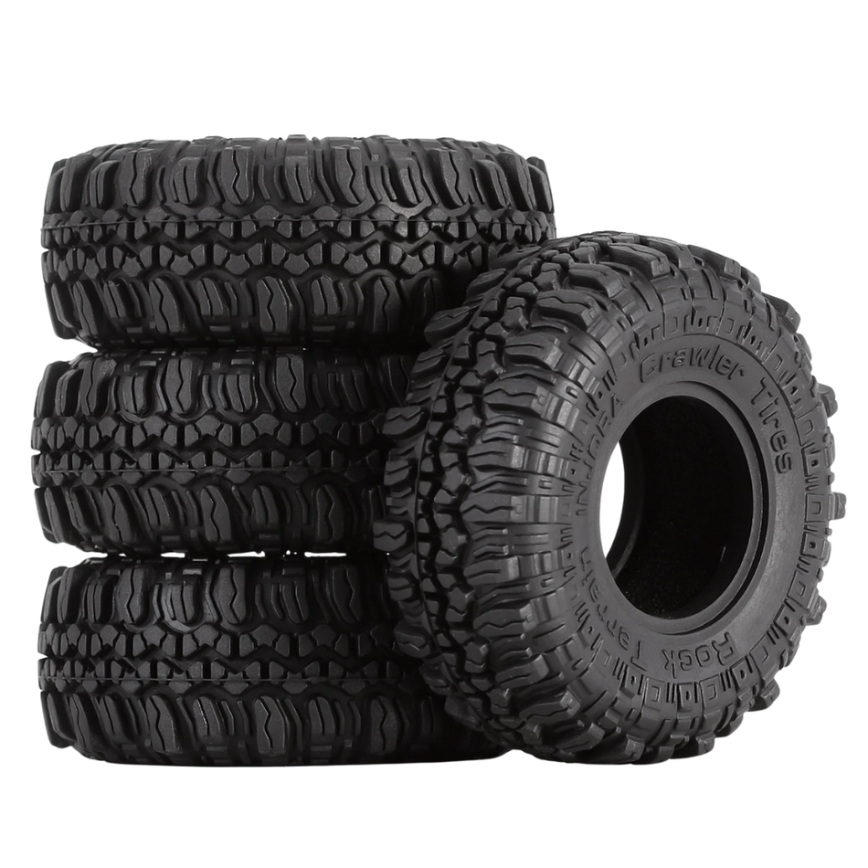 OZRC Super Soft Rubber 1.0" Wheel Tyres 56x22mm Suits SCX24 TRX4M AX24 Black