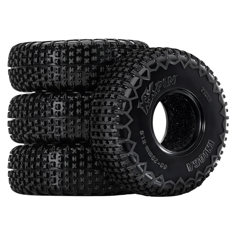 OZRC Super Soft XHX Pin 1.0inch Tyres 60x20mm Suits SCX24 TRX4M AX24 Black