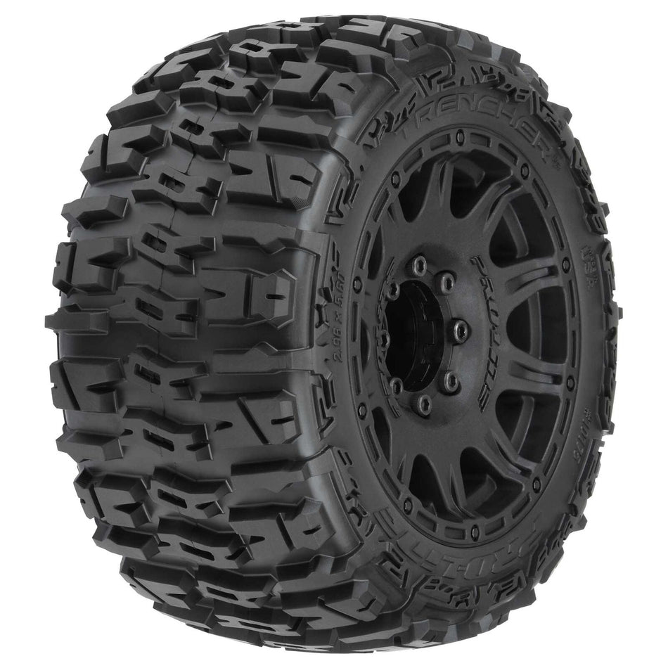 Proline 1/8 Trencher LP F/R 3.8" MT Tyres Mounted 17mm Black Raid (2) PR10175-10