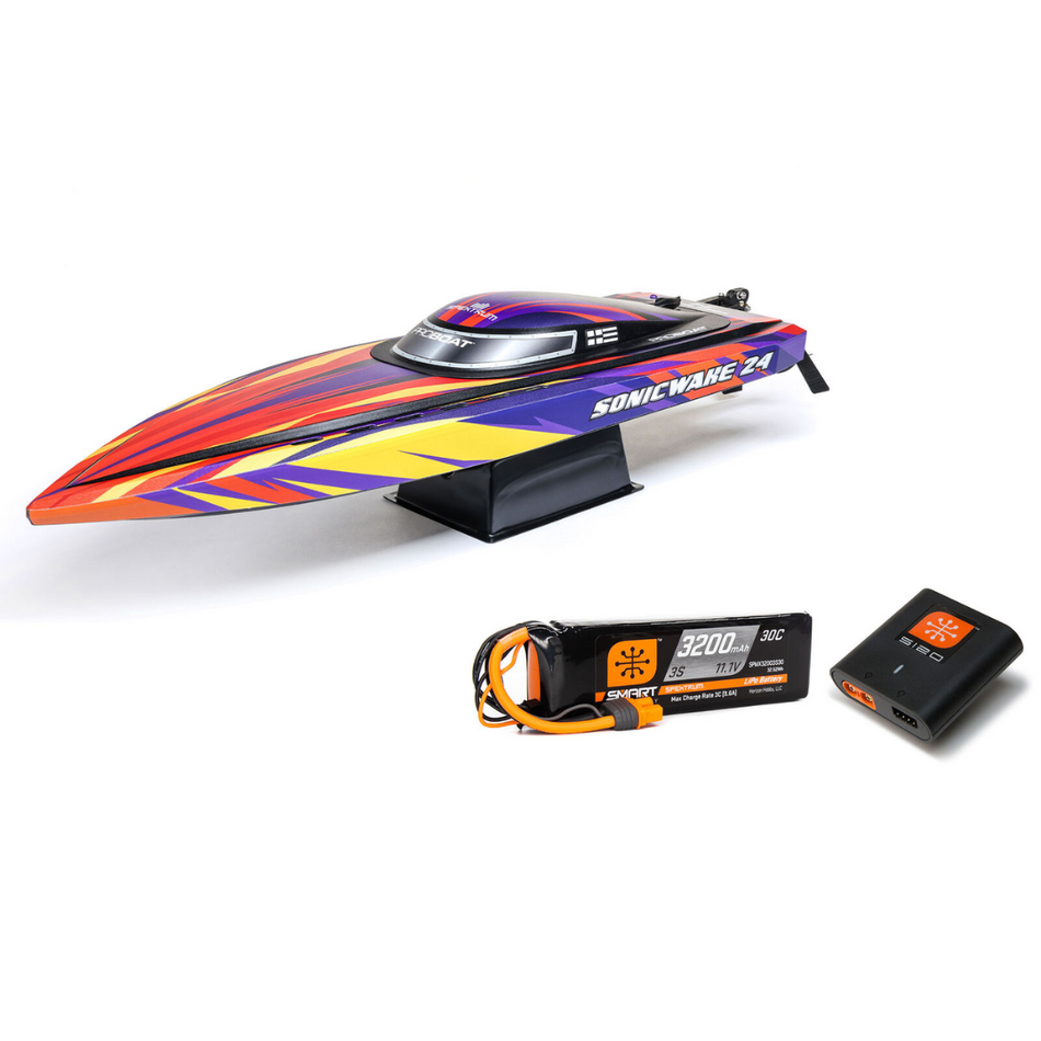 Pro Boat Sonicwake V2 24inch Self-Righting Brushless Deep-V RTR Red PRB1992T1
