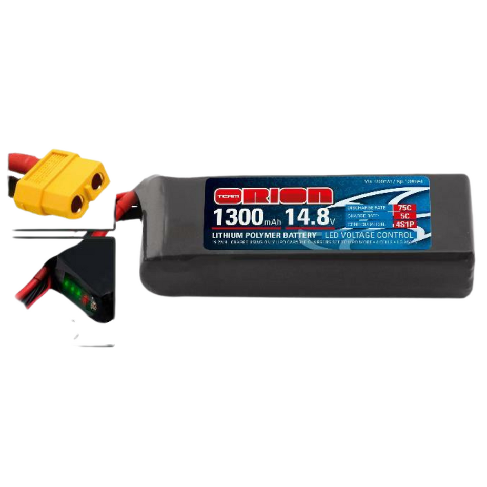 Team Orion LiPo 1300mAh 4S 14.8V 75C XT60 Racing Drone Battery ORI60244