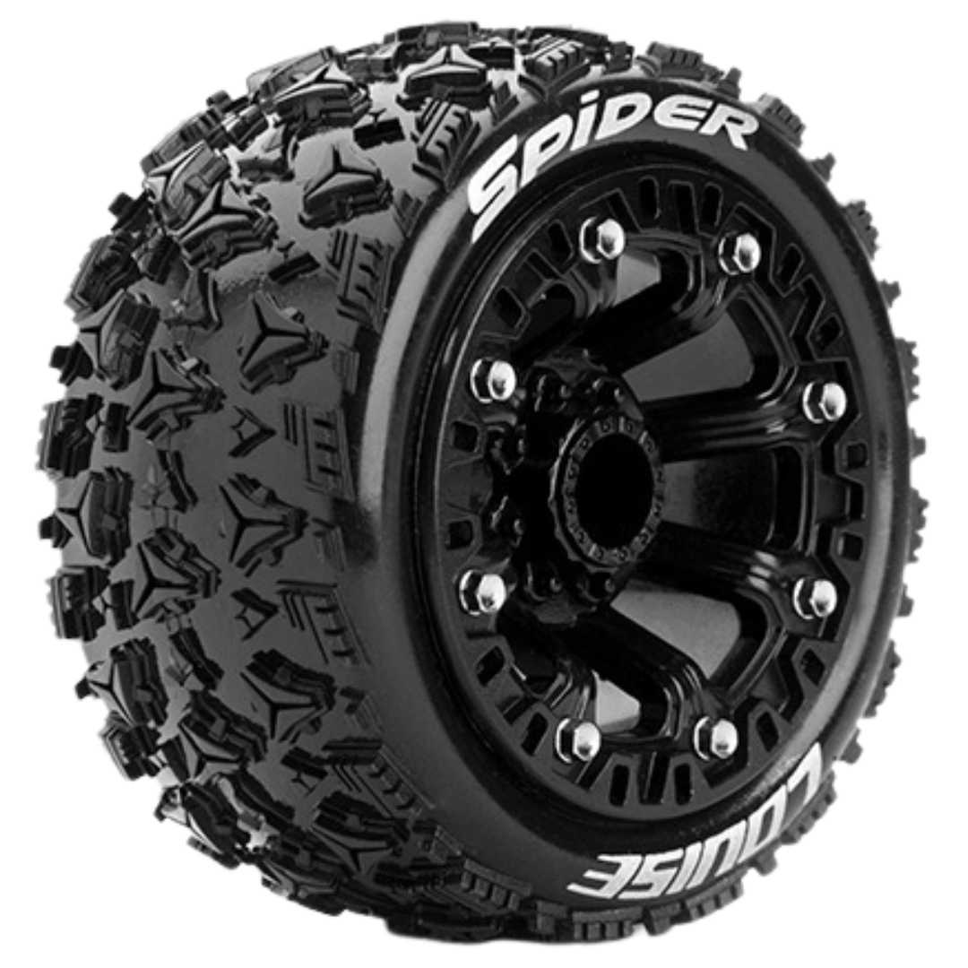 Louise ST-Spider 1/10 1/16th Scale Black Wheels & Tyres (Black) LT3200 ...