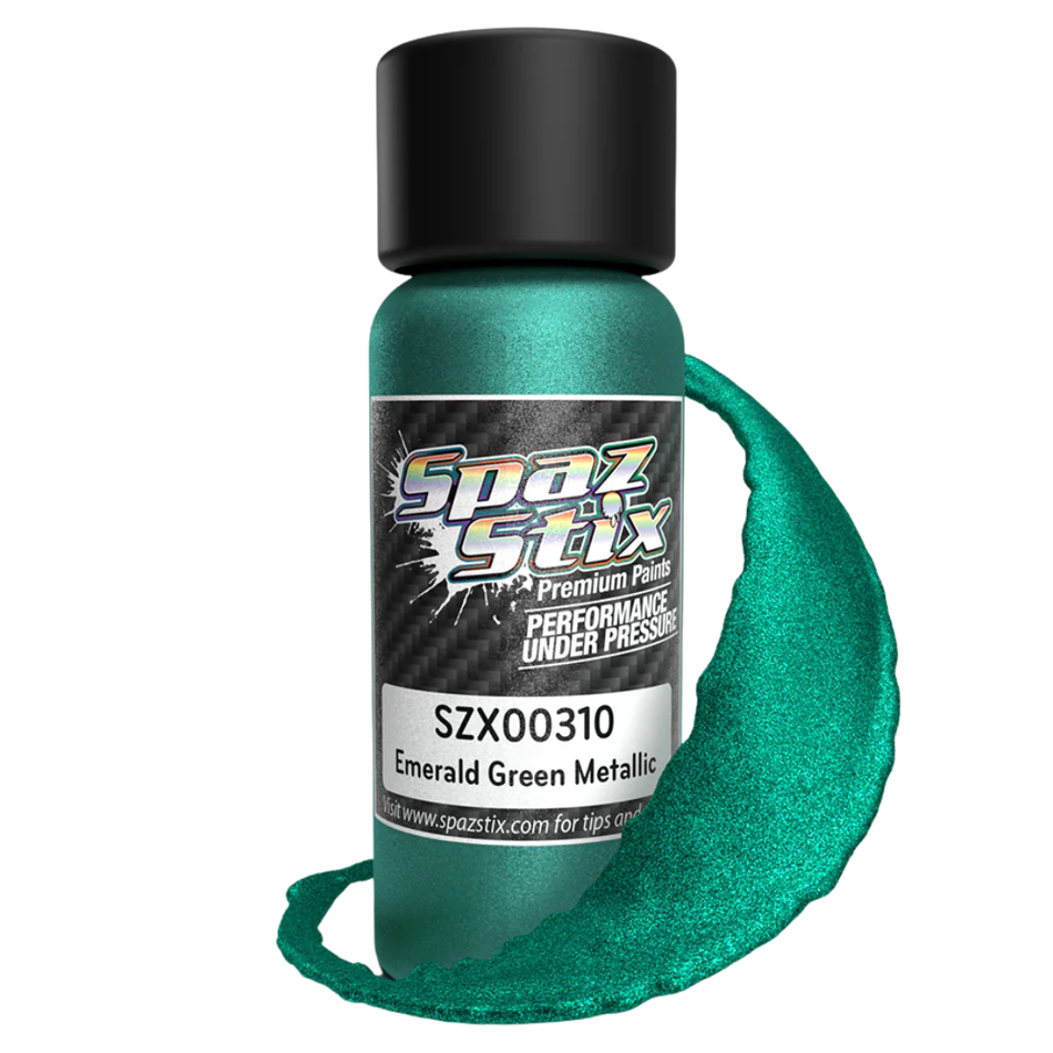 Spaz Stix Emerald Green Metallic Airbrush Ready Paint 2oz 59ml Bottle SZX00310