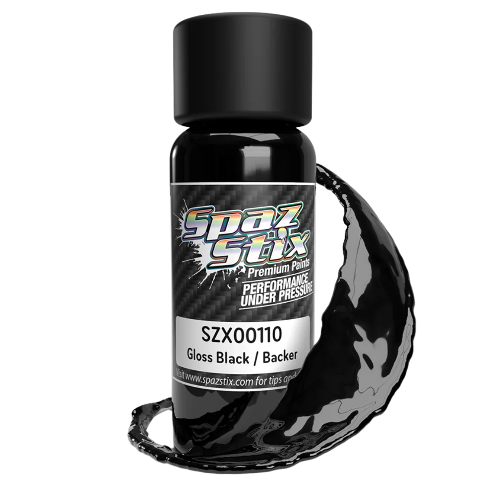 Spaz Stix High Gloss Black Backer Airbrush Ready Paint 2oz 59ml Bottle SZX00110