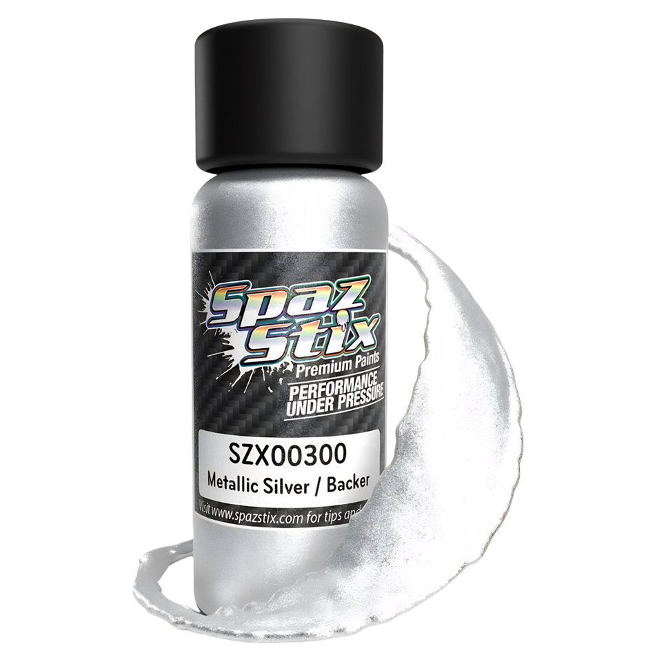 Spaz Stix SZX00300 Metallic Silver Candy Backer Airbrush Paint 2oz SZX00300