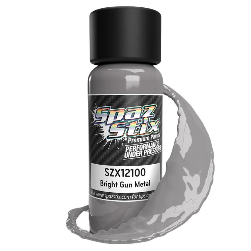 Spaz Stix Bright Gunmetal Airbrush Ready Polycarbonate Paint 2oz 59ml SZX12100