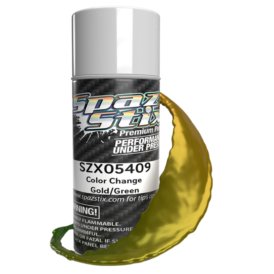 Spaz Stix Colour Change Gold Green Polycarbonate RC Paint Aerosol 3.5oz SZX05409