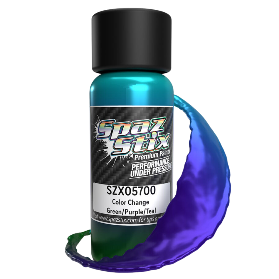 Spaz Stix Colour Change Green/Purple/Teal Airbrush Ready Polycarbonate RC Body Paint 59ml SZX05700