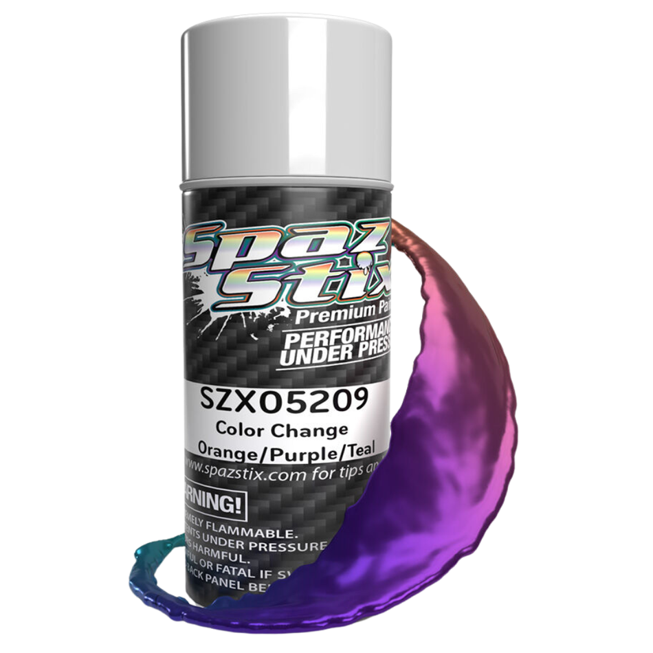Spaz Stix Colour Change Orange/Purple/Teal Polycarbonate RC Body Paint Aerosol 104ml SZX05209