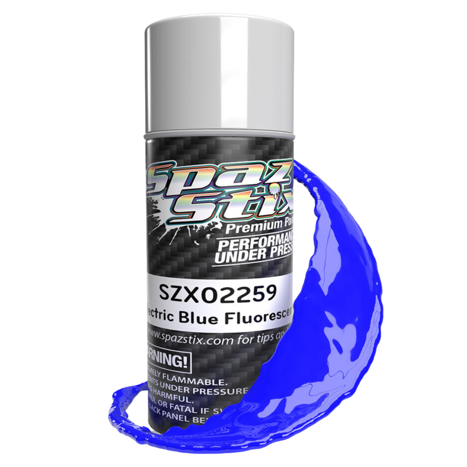 Spaz Stix Electric Blue Fluorescent Polycarbonate RC Body Paint Aerosol 104ml SZX02259