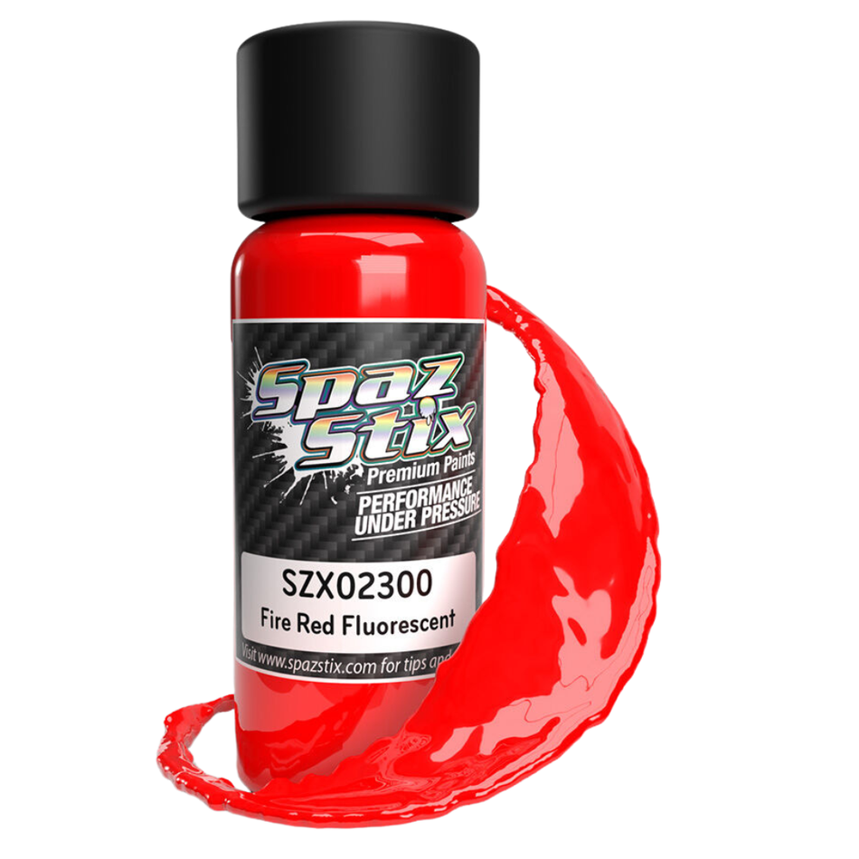 Spaz Stix Fire Red Fluorescent Airbrush Ready Polycarbonate RC Body Paint 59ml SZX02300