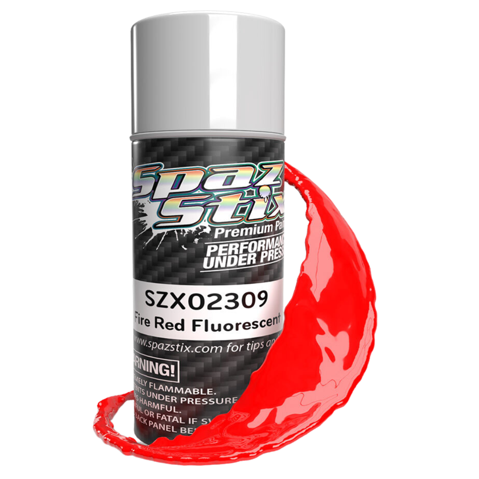 Spaz Stix Fire Red Fluorescent Polycarbonate RC Body Paint Aerosol 104ml SZX02309