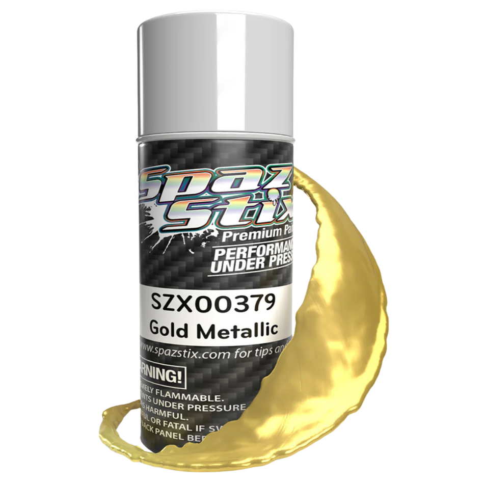Spaz Stix Gold Metallic Polycarbonate RC Paint Aerosol 3.5oz SZX00379