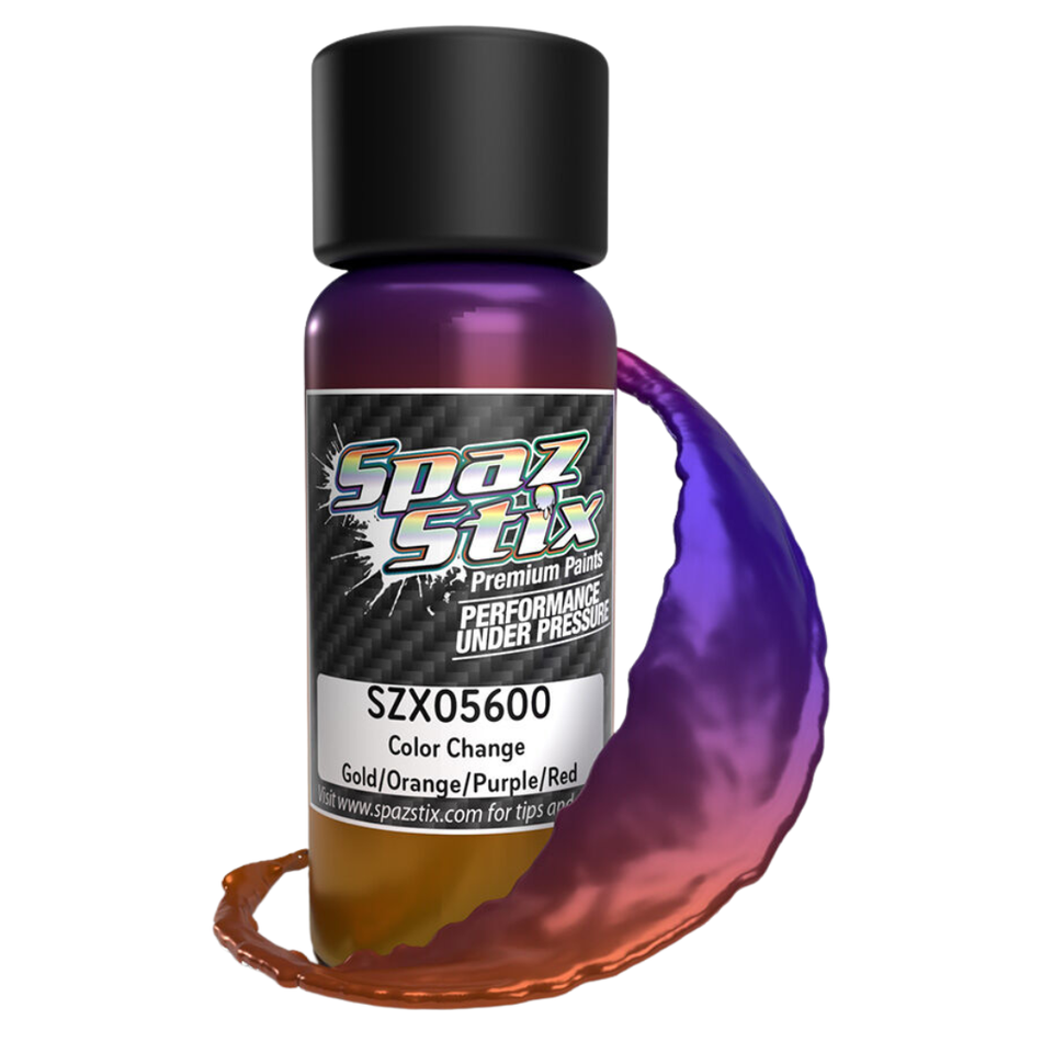 Spaz Stix Gold Orange Purple Red Colour Change Airbrush Ready RC Body Paint 59ml SZX05600