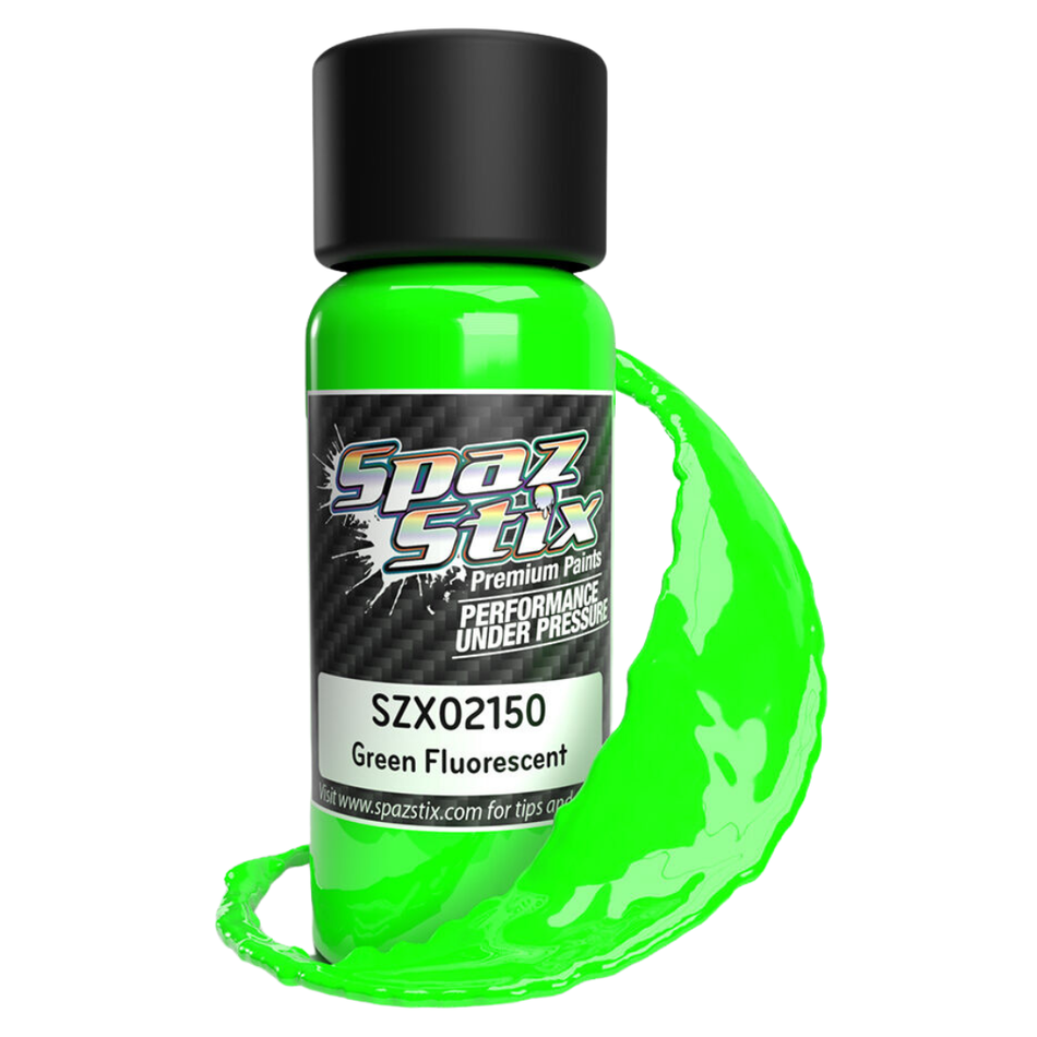 Spaz Stix Green Fluorescent Airbrush Ready Polycarbonate RC Body Paint 59ml SZX02150
