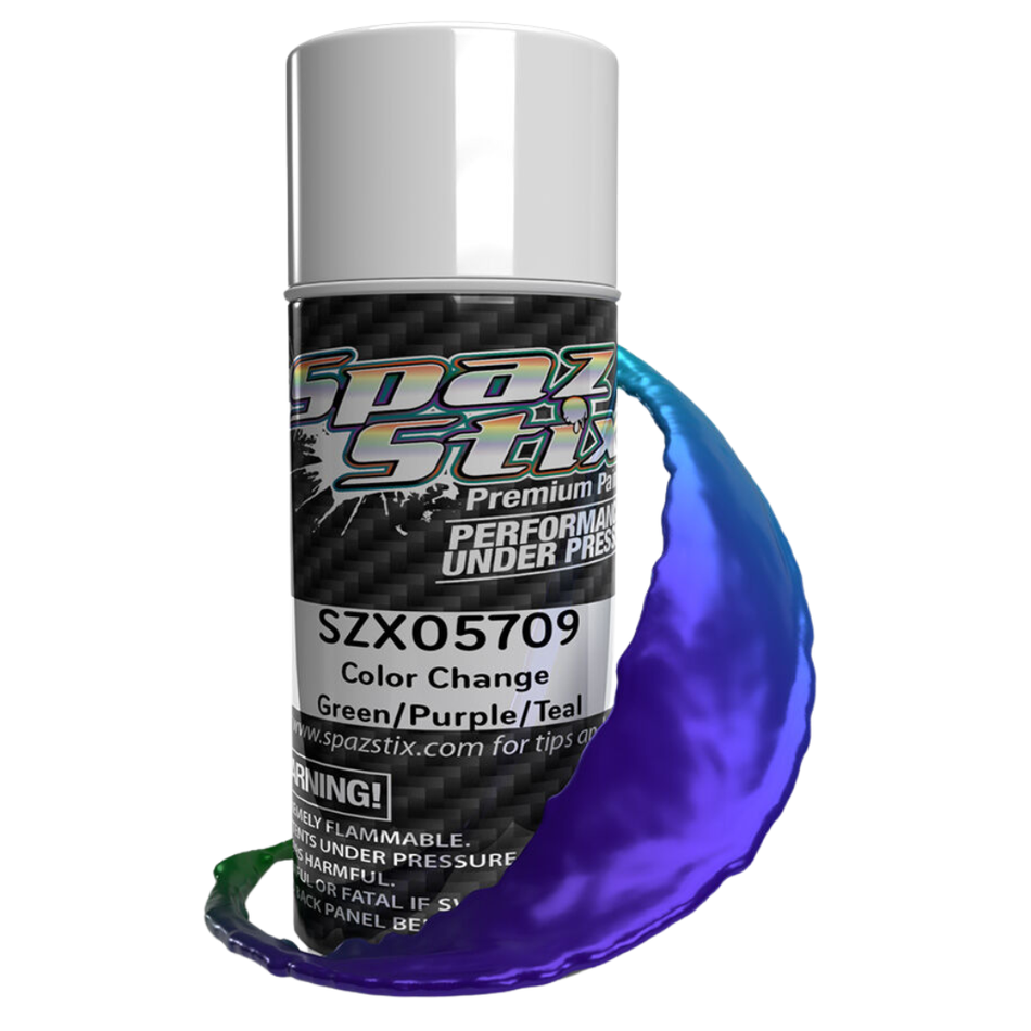 Spaz Stix Green Purple Teal Colour Change Polycarbonate RC Body Paint Aerosol 104ml SZX05709