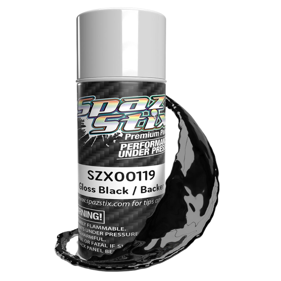 Spaz Stix High Gloss Black Polycarbonate RC Body Paint Aerosol 104ml SZX00119