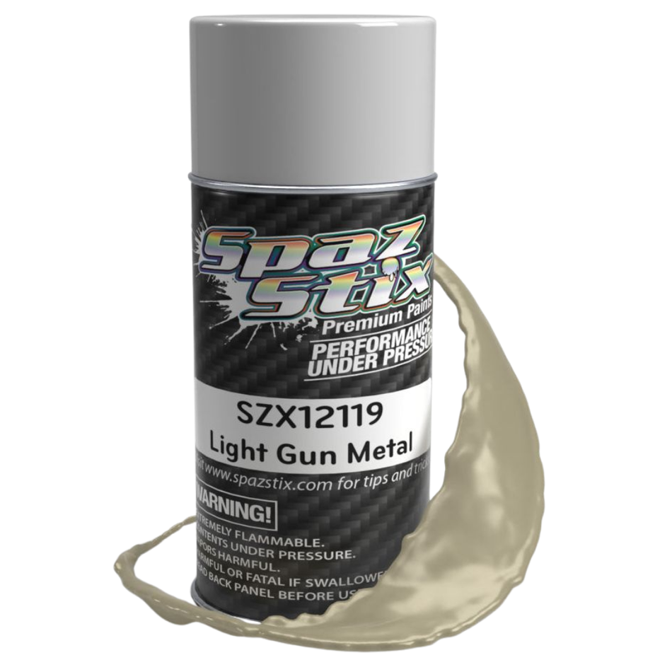 Spaz Stix Light Gunmetal Polycarbonate RC Paint Aerosol 3.5oz SZX12119