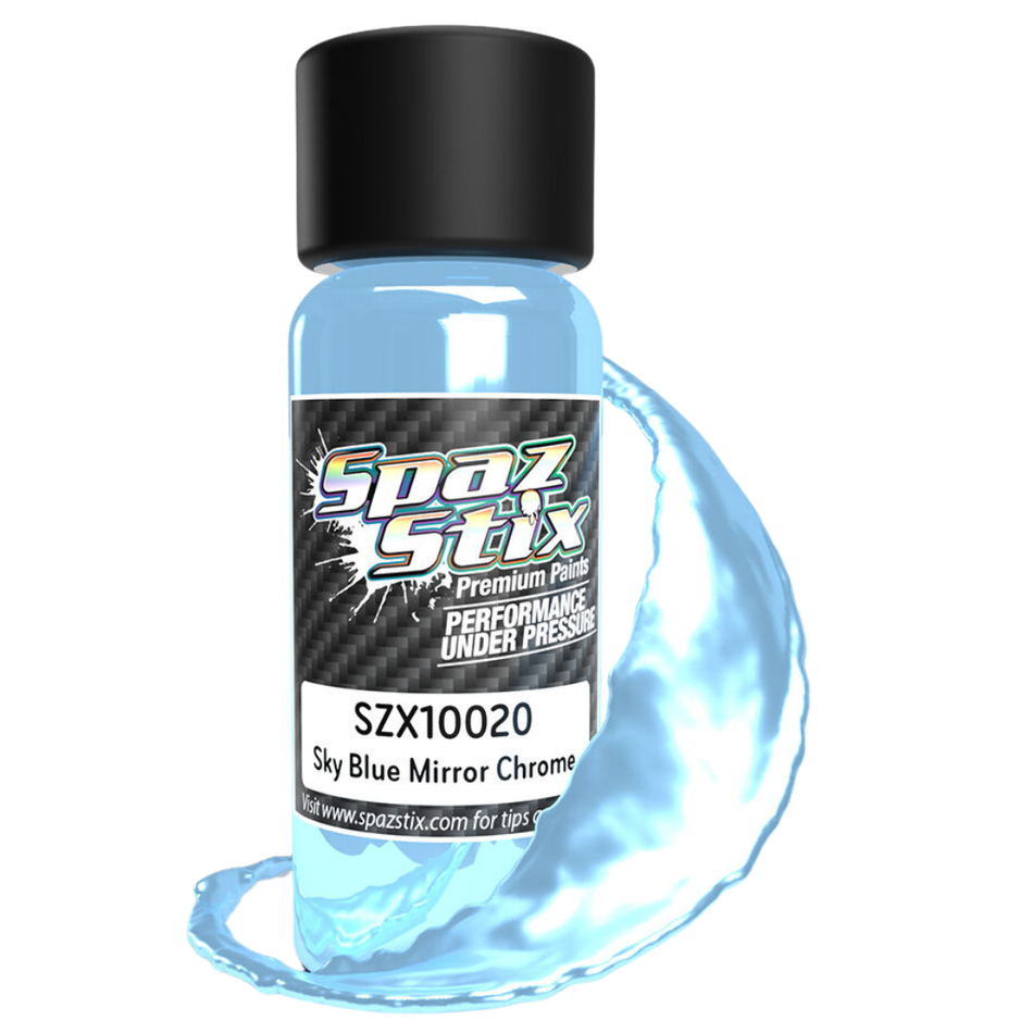 Spaz Stix Sky Blue Mirror Chrome Airbrush Ready Polycarbonate RC Body Paint 59ml SZX10020