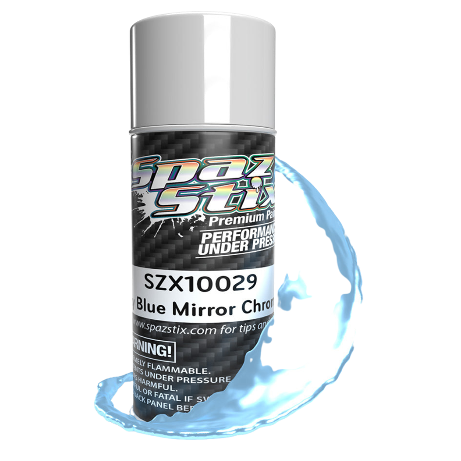 Spaz Stix Sky Blue Mirror Chrome Polycarbonate RC Body Paint Aerosol 104ml SZX10029