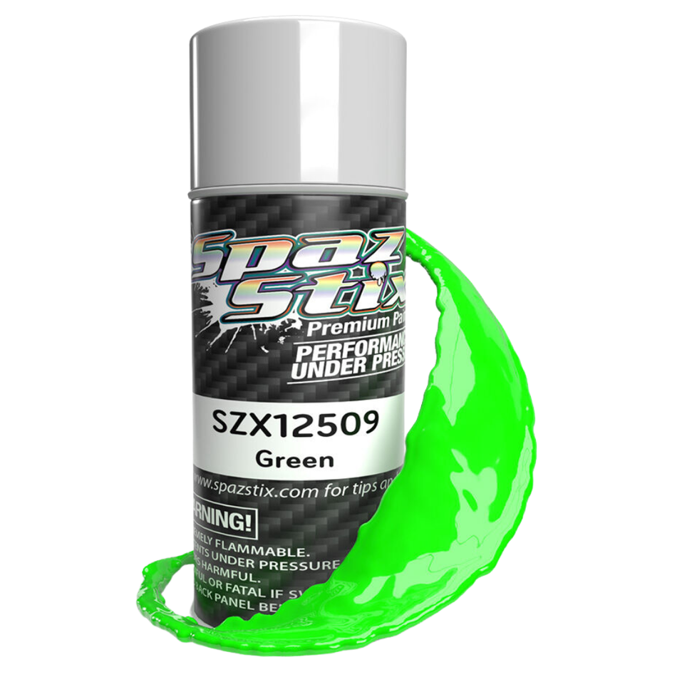 Spaz Stix Solid Green Polycarbonate RC Paint Aerosol 3.5oz SZX12509