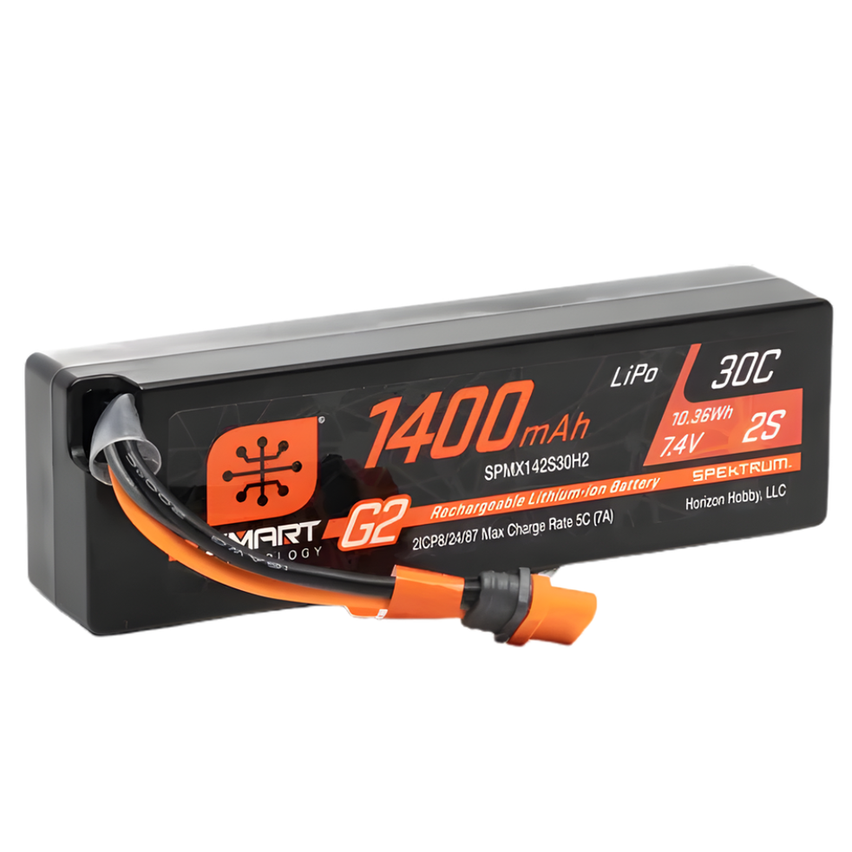 Spektrum 1400mAh 2S 7.4V Smart G2 30C LiPo Battery IC2 Connector SPMX142S30H2