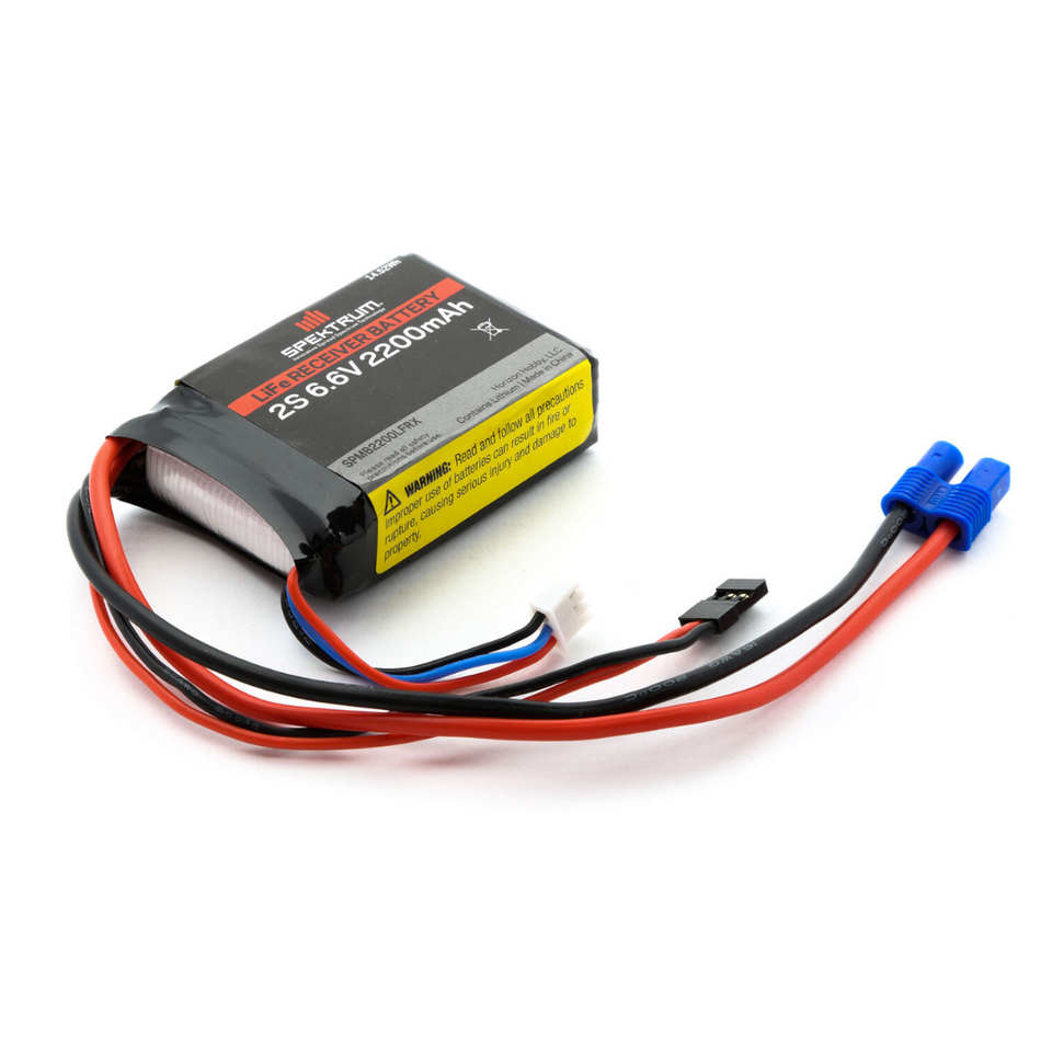 Spektrum 6.6V 2200mAh 2S LiFe RX Battery Universal Receiver EC3 (SPMB2200LFRX)