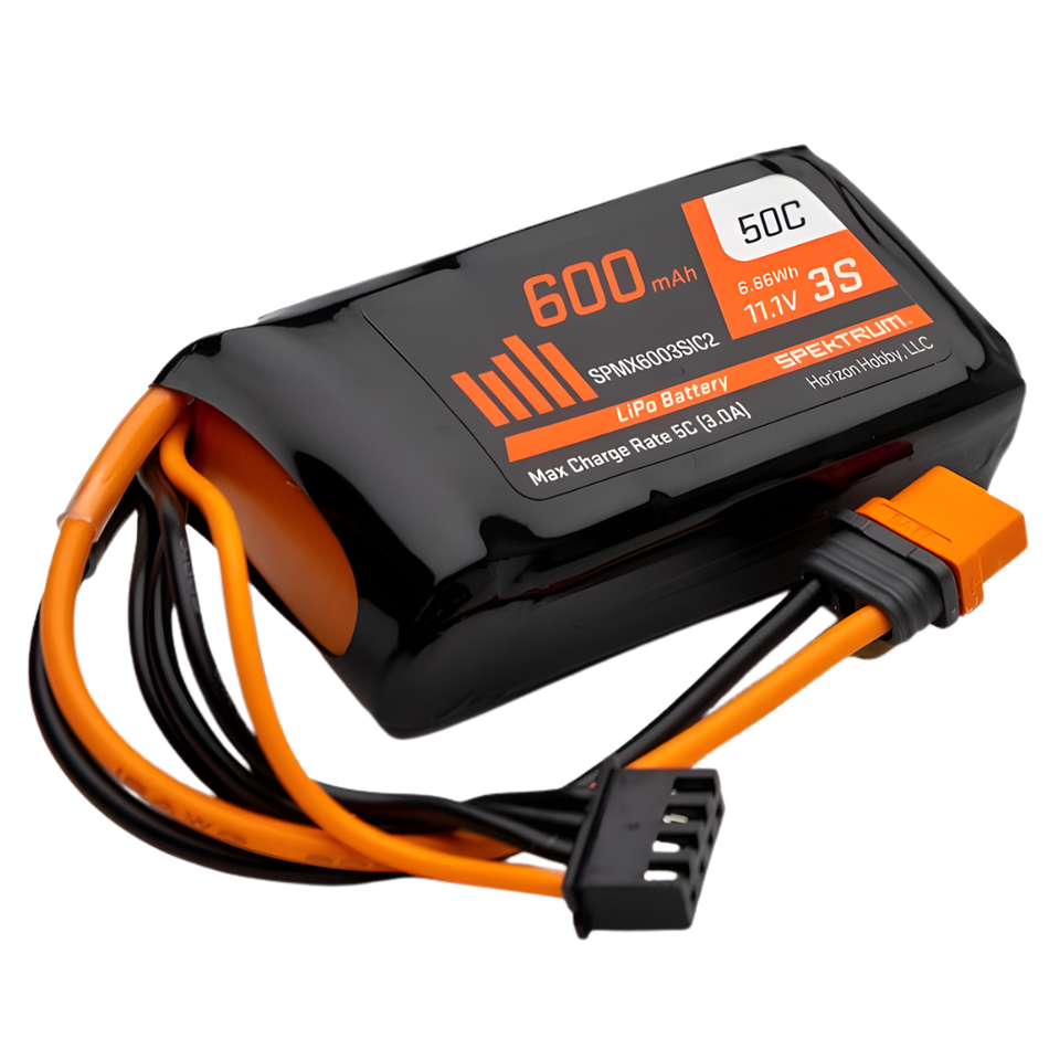 Spektrum 3S 50C LiPo Battery 11.1V 600mAh w/IC2 Connector SPMX6003SIC2