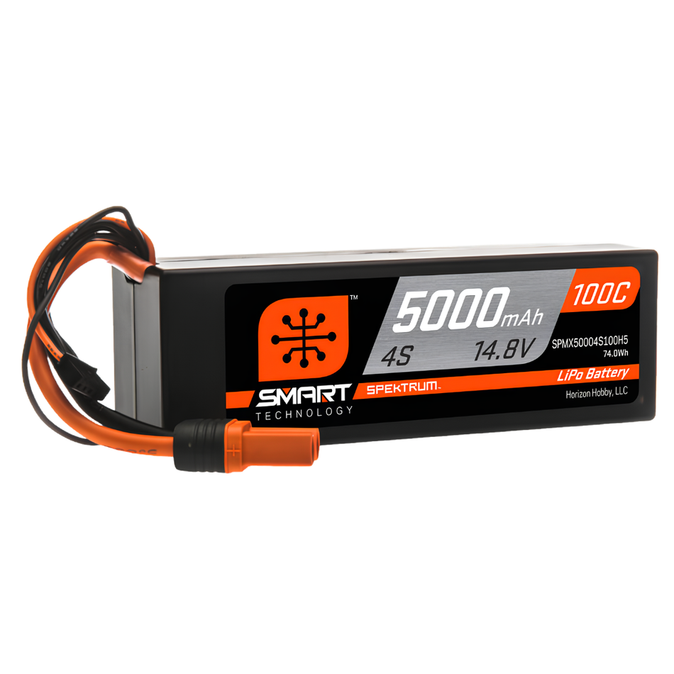 Spektrum Smart 14.8V 5000mAh 4S 100C Hardcase LiPo Battery IC5 SPMX50004S100H5