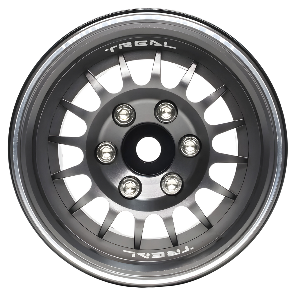 Treal 1.9 Beadlock Wheels (4) Heavy Type N RC Rock Crawler Wheels Grey