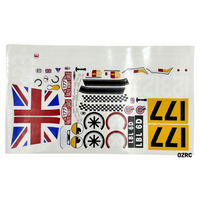 Mini Cooper 1/10 Racing Decal Sticker Sheet, Suits Tamiya RC Car 53213