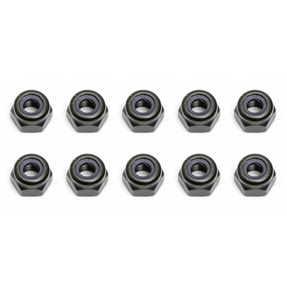Team Associated M3 Locknuts Black Steel 10pcs 25215