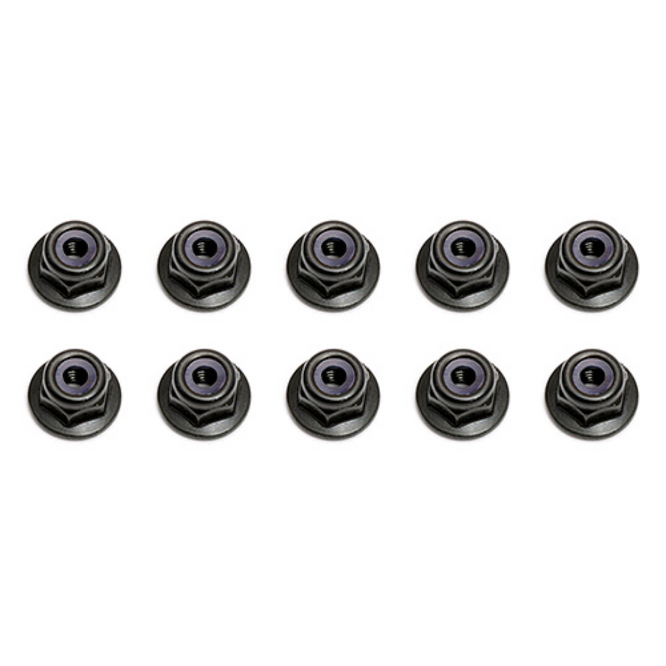 Team Associated M3 Flanged Locknuts Black 10pcs 25612