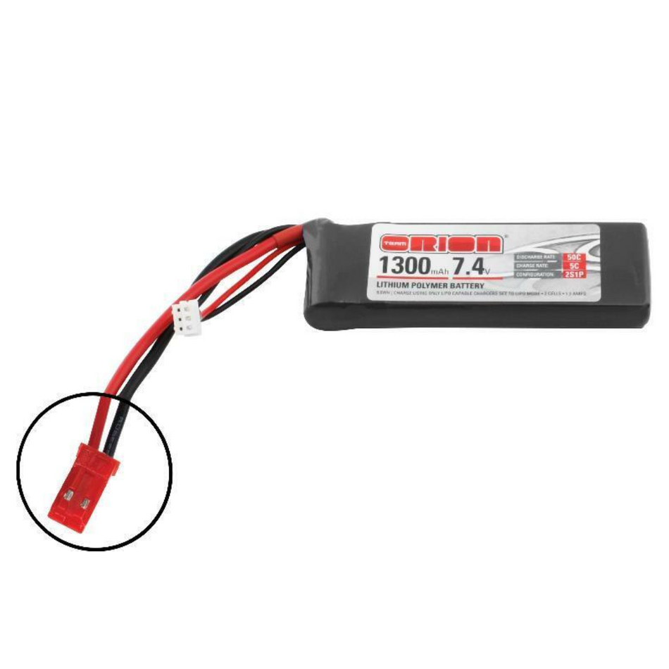 Team Orion LiPo 1300mAh 2S 7.4V 50C Softcase with JST and LED Status ORI60135