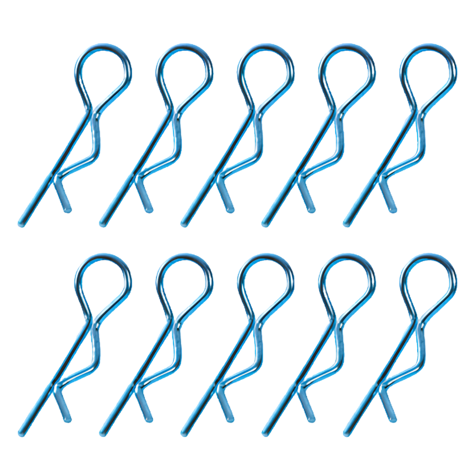 Team Corally 45° Bent Large Body Clips Blue 10pc C-35125