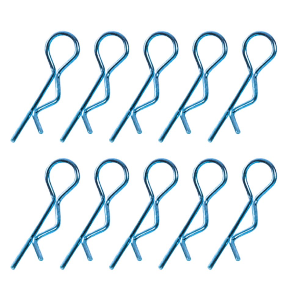 Team Corally 45° Bent Medium Body Clips Blue 10pc C-35115