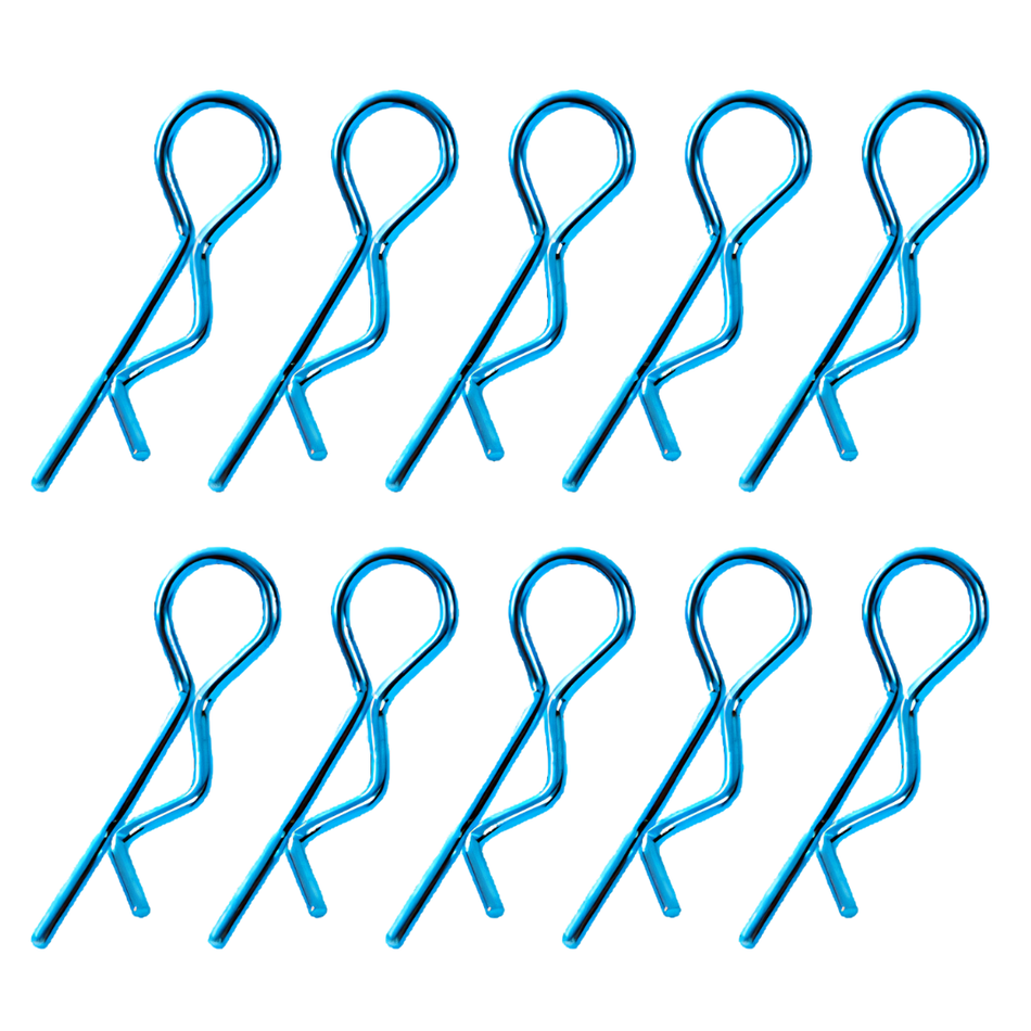 Team Corally 45° Bent Small Body Clips Blue 10pc C-35105