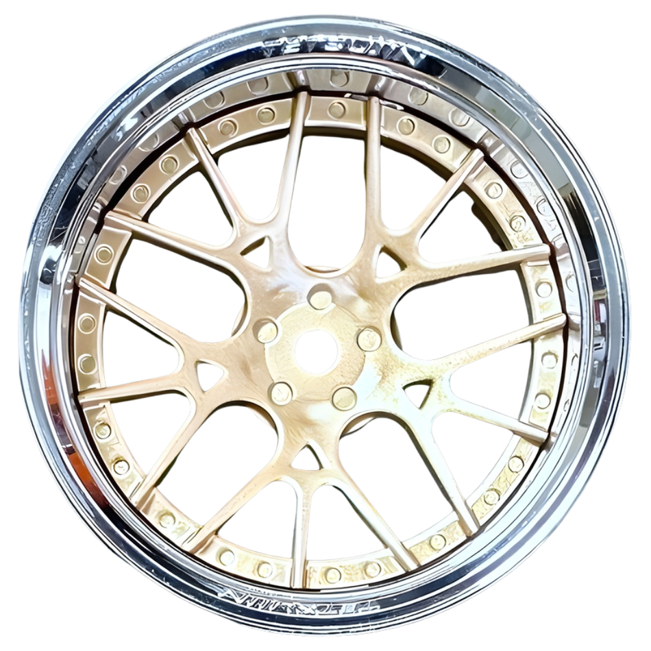 Tetsujin Lycoris Super Drift Rim Wheel Set 1/10 RC Gold Chrome TT-8389