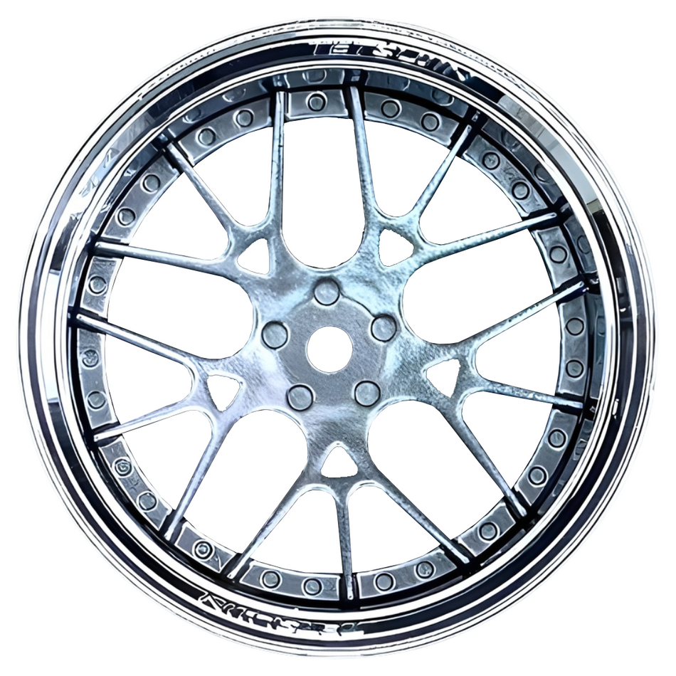Tetsujin Lycoris Super Drift Rim Wheel Set 1/10 RC Gunmetal Chrome TT-8390