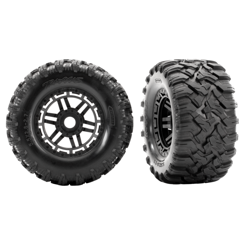 Traxxas Maxx 2.8" MT Tyres Pre-Mounted Black Wheels Suits 17mm Hex 8972