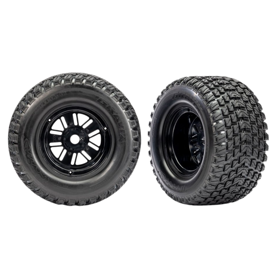 Traxxas Funco Gravix Rear Tyres Wheels 4.3in Black 2pcs 10947