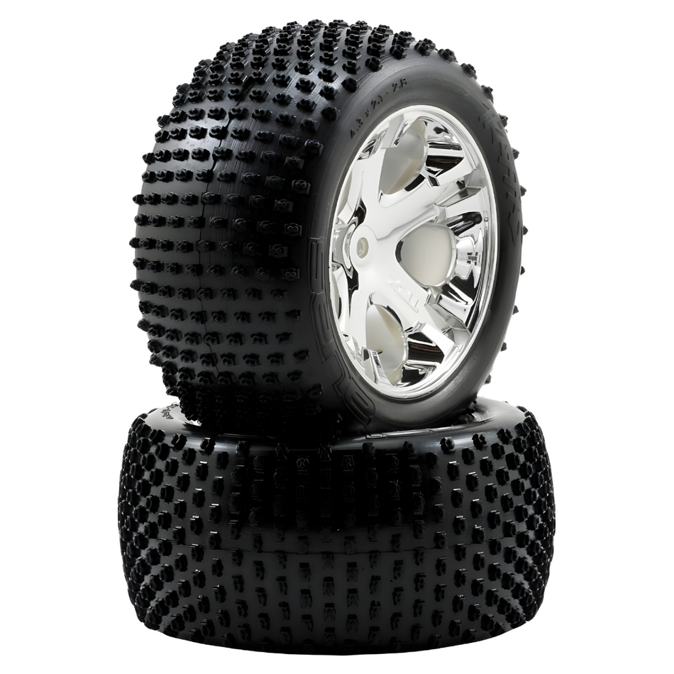 Traxxas Rustler 2.8" Alias Rear Tyres with All-Star Chrome Wheels (2) 3770