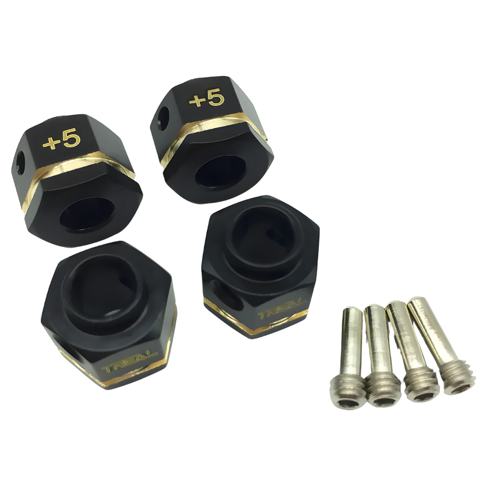 Treal Brass Extended 12mm Hex 4pcs for TRX-4 RC Crawler +5mm Black