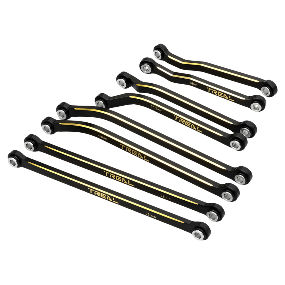 Treal Brass High Clearance Chassis Links Upper & Lower Linkages Set 8pc For 1/18 TRX4M