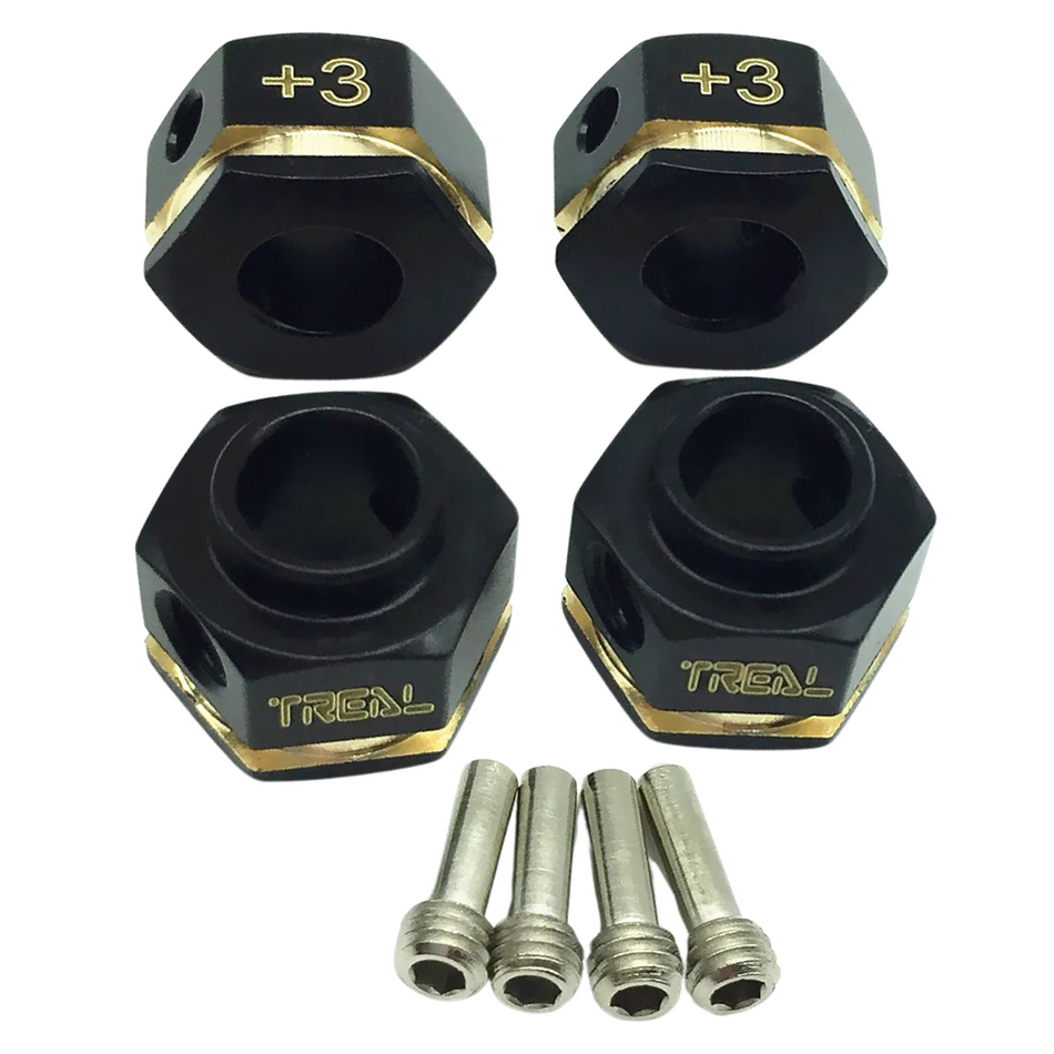 Treal Brass Widen Wheel Hubs Hex Pins 4pcs Set for TRX-4 RC Car +3mm Black