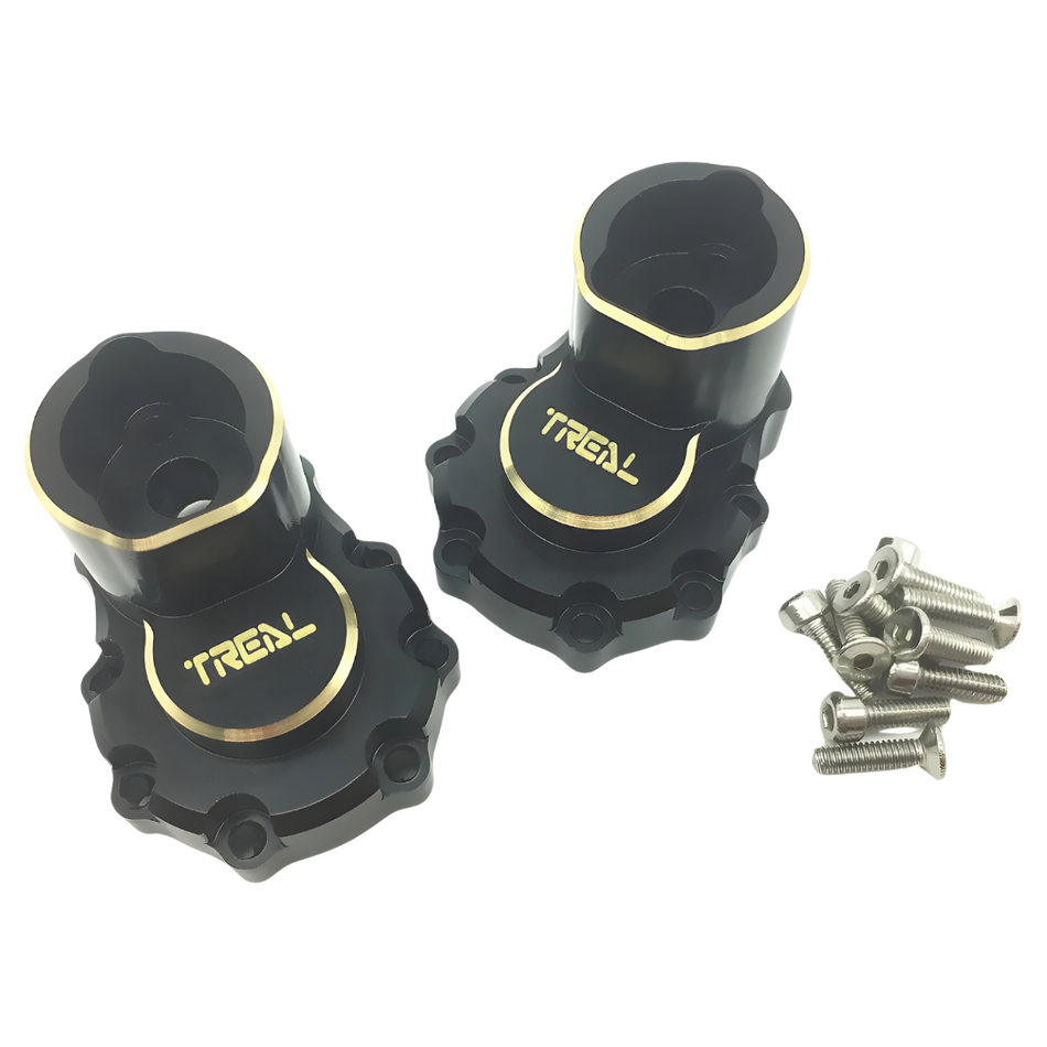 Treal TRX-4 Brass 85.5g Rear Inner Portal Cover Housing and Portal Drive Axle Mounts