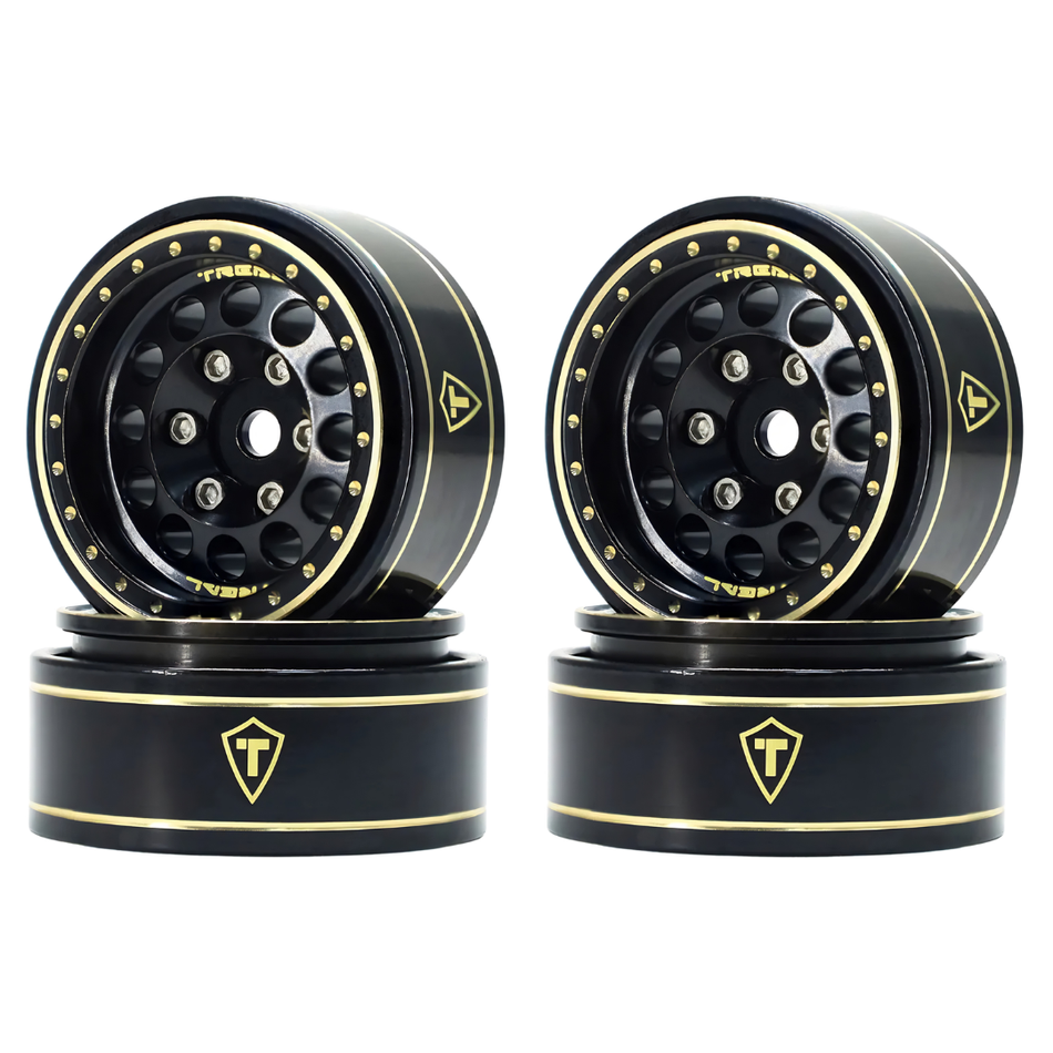 Treal Type A 1.0 12-Hole Brass Beadlock Wheels 1/24 SCX24 Black X0039345J3