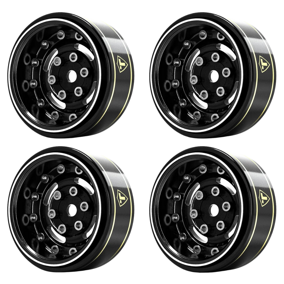 Treal 1.0" Beadlock Deep Dish Rims Black for SCX24 AX24 TRX4M FCX24 Type F