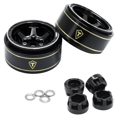 Treal Type D 1.0 Six Spoke Beadlock Wheels 1/24 SCX24 Black 4pce