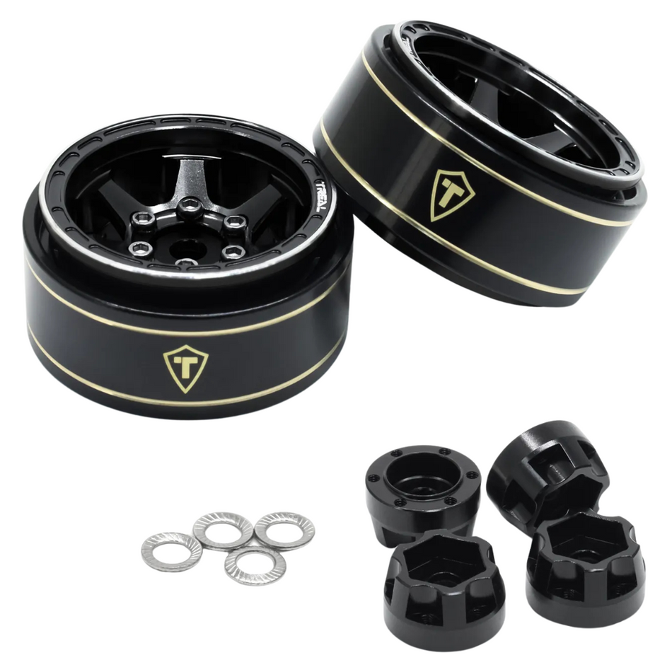 Treal Type D 1.0 Six Spoke Beadlock Wheels 1/24 SCX24 Black 4pce